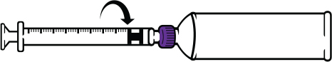Remove black cap from syringe and attach to purple adapter & fill the syringe with the correct dose of medication by slowly pulling " title="Remove black cap from syringe and attach to purple adapter & fill the syringe with the correct dose of medication by slowly pulling